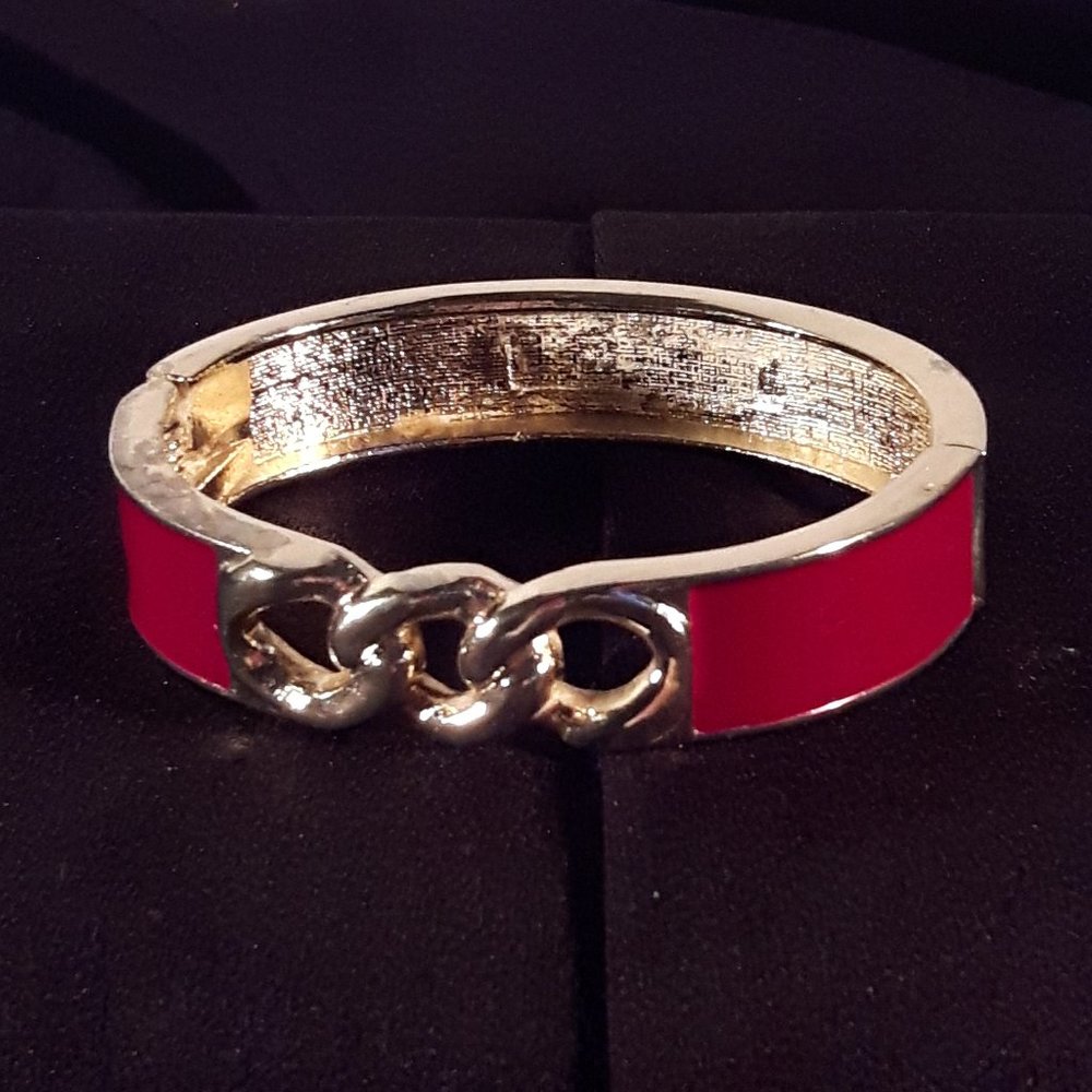 Vintage 90s Costume Jewelry Bracelet -  Maroon and Gold-Style.